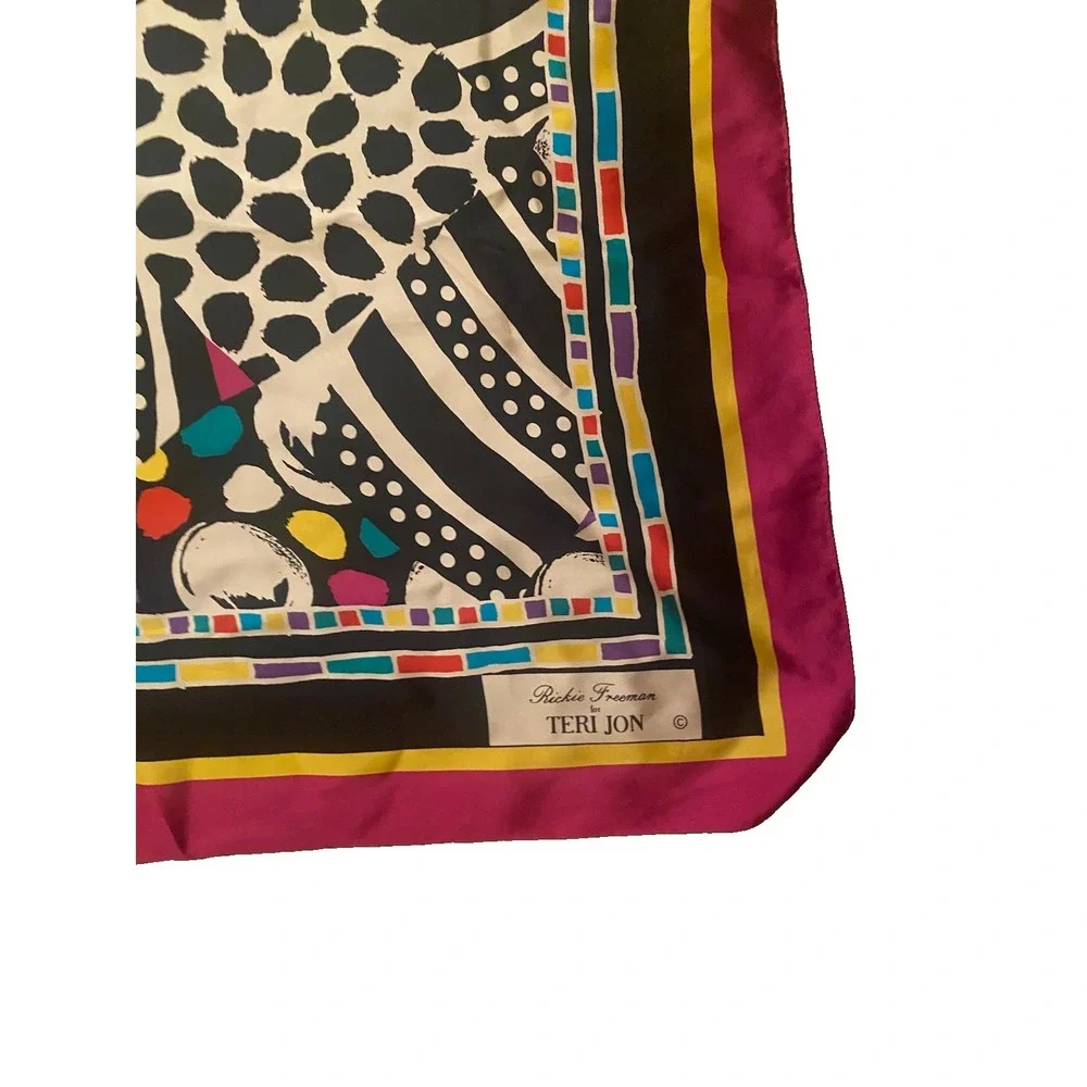 Rickie Freeman Teri Jon Scarf With Polka Dots And Fuchsia 42x 43 In